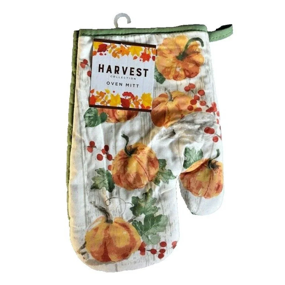 Thanksgiving Pumpkins Kitchen Dish Towels Oven Mitt Potholder Holiday Set of 4
